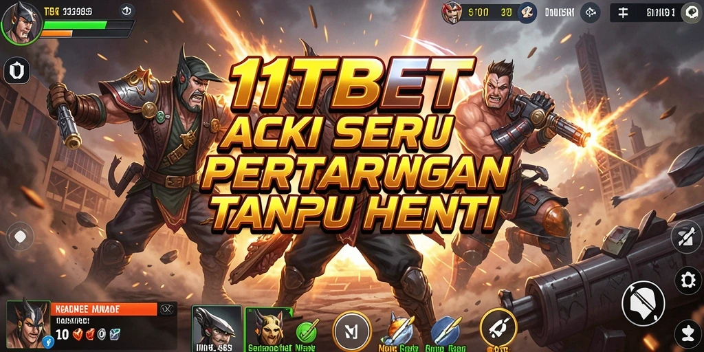 Screenshot aksi seru dalam permainan 11TBET dengan karakter bertarung.