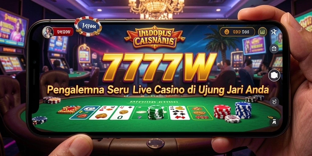 Screenshot 7777W menampilkan dealer yang profesional dan gameplay Live Casino yang interaktif.