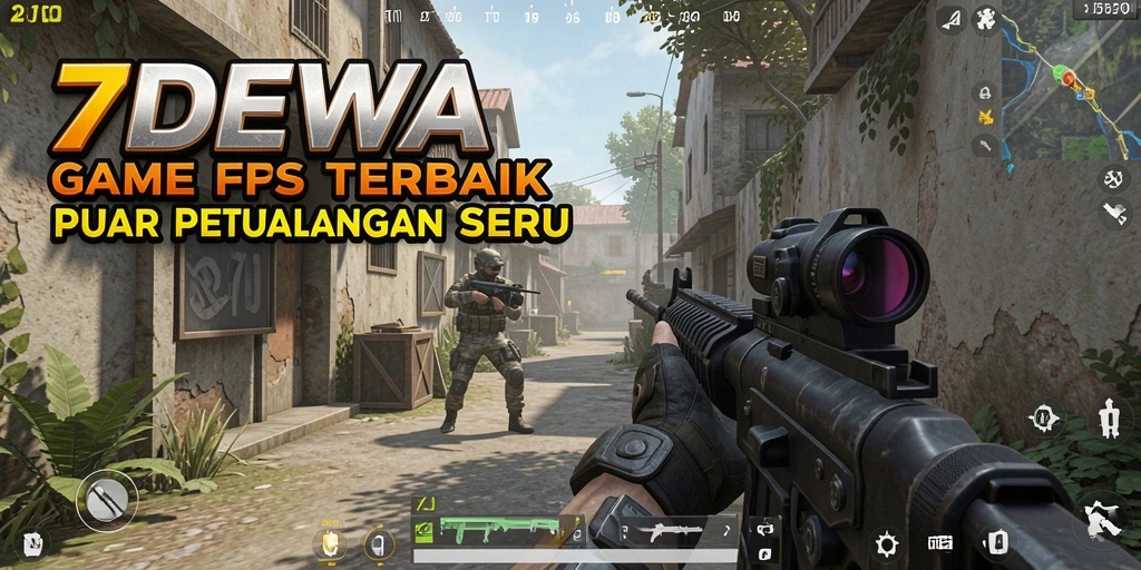 Screenshot tampilan gameplay seru 7DEWA dalam mode FPS.