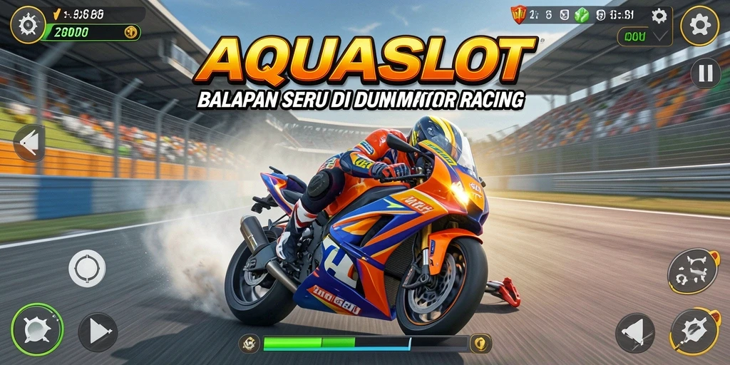 Tampilan gameplay seru dari AQUASLOT yang menampilkan balapan yang mendebarkan.