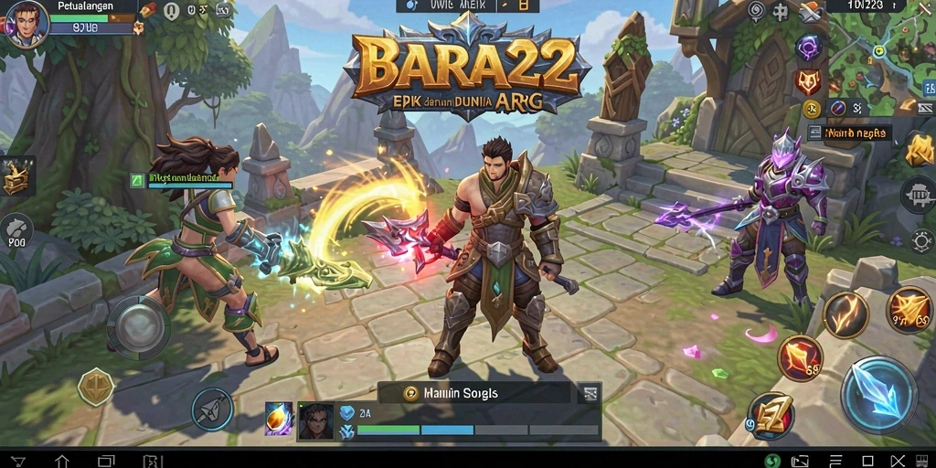Tangkapan layar gameplay BARA22 menampilkan aksi tempur yang intens di dunia ARPG.