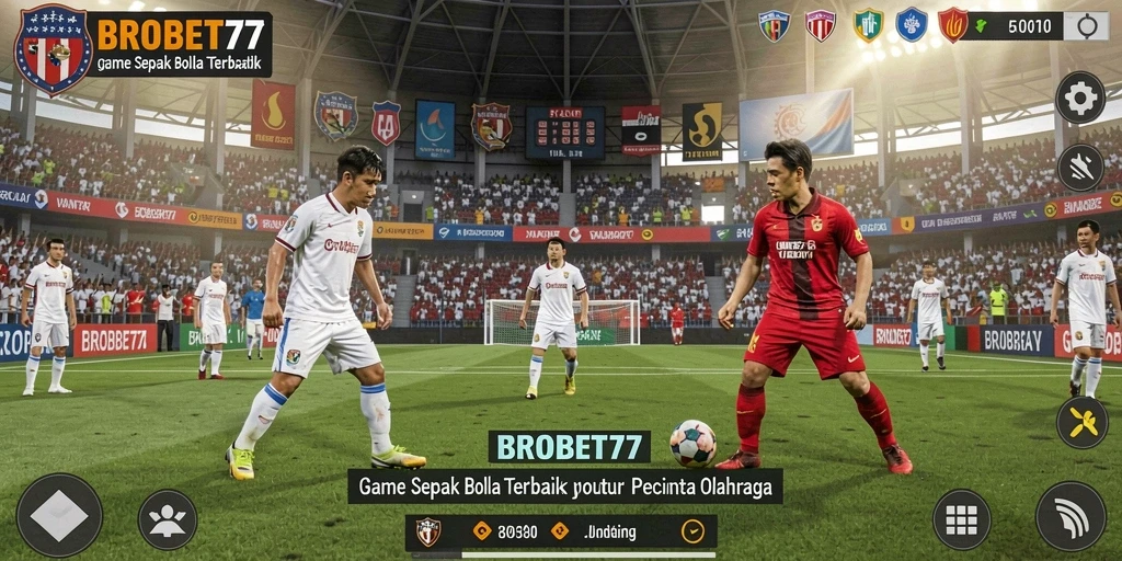 Screenshot gameplay <strong>BROBET77</strong> yang menampilkan aksi sepak bola yang mendebarkan.