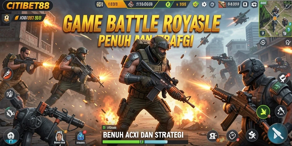Screenshot menampilkan pertempuran intens di CITIBET88 Battle Royale.