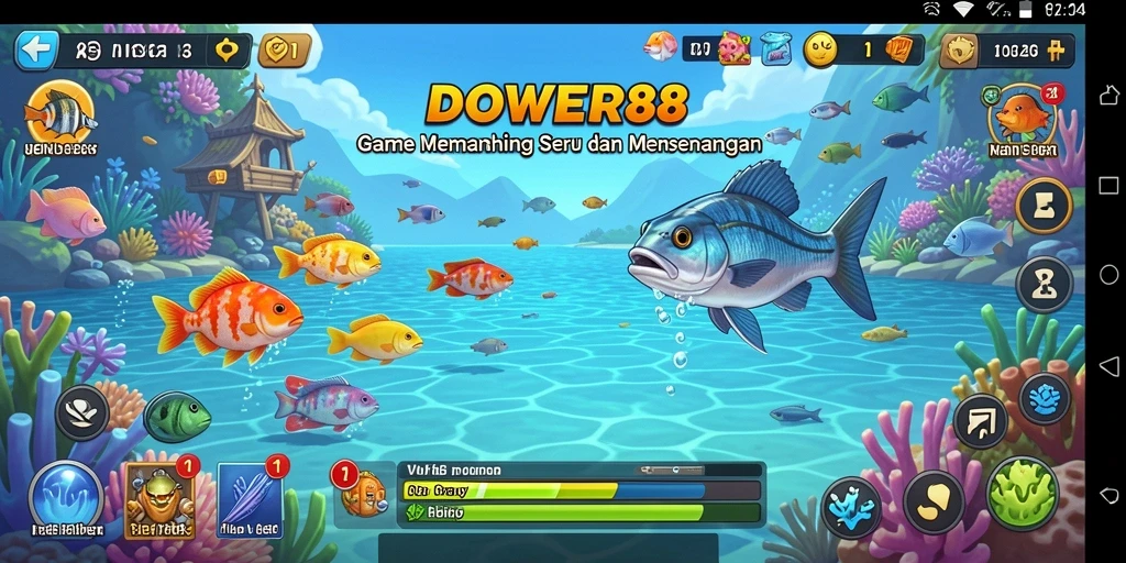 Screenshot DOWER88 menampilkan aksi memancing yang seru dan mendebarkan.