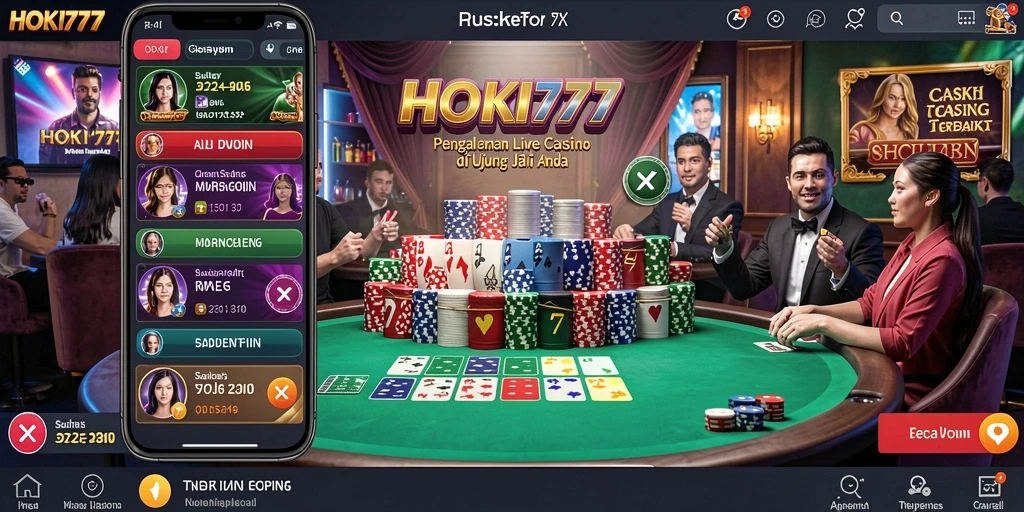 Tampilan menarik dari permainan live casino HOKI777 dengan dealer profesional.