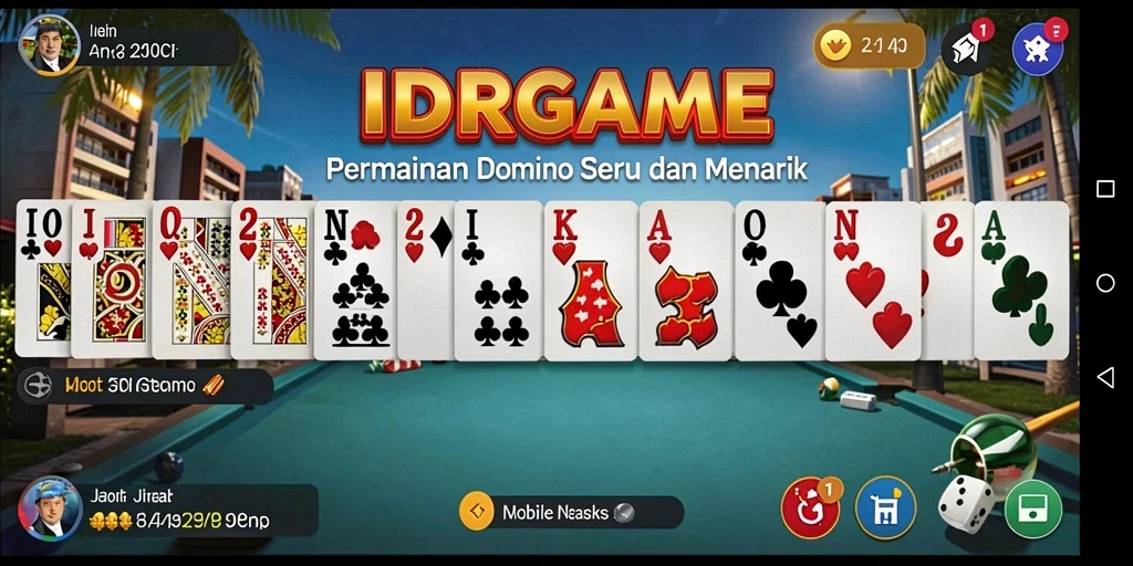 Tampilan gameplay seru dari IDRGAME dalam permainan Domino.
