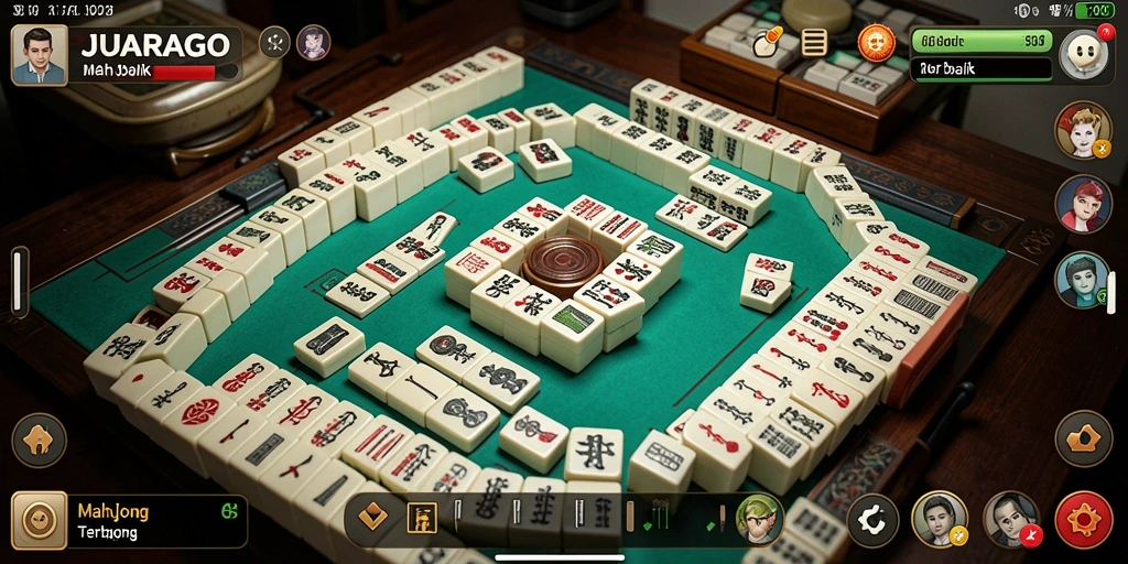 Screenshot JUARAGO menampilkan aksi seru permainan Mahjong yang mendebarkan.