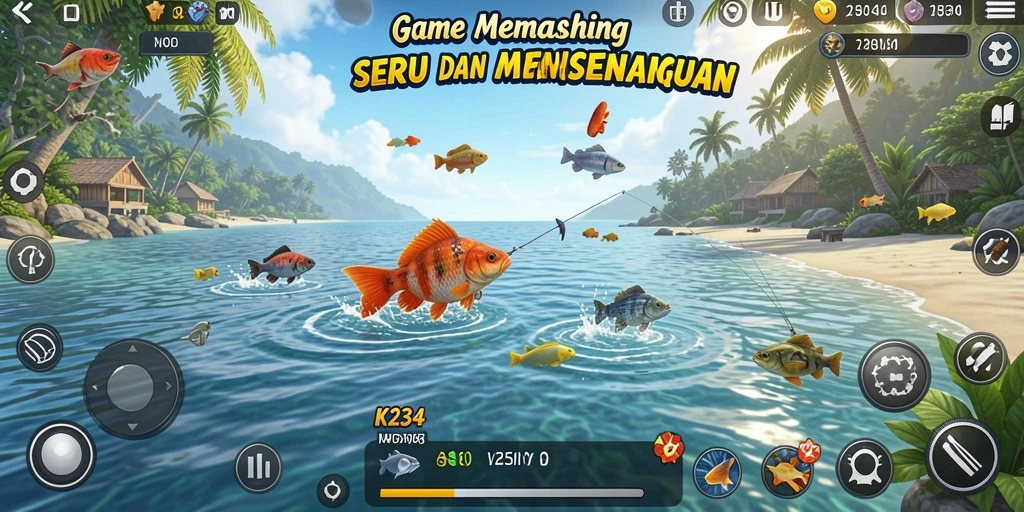 Tampilan gameplay menarik saat memancing di K234.