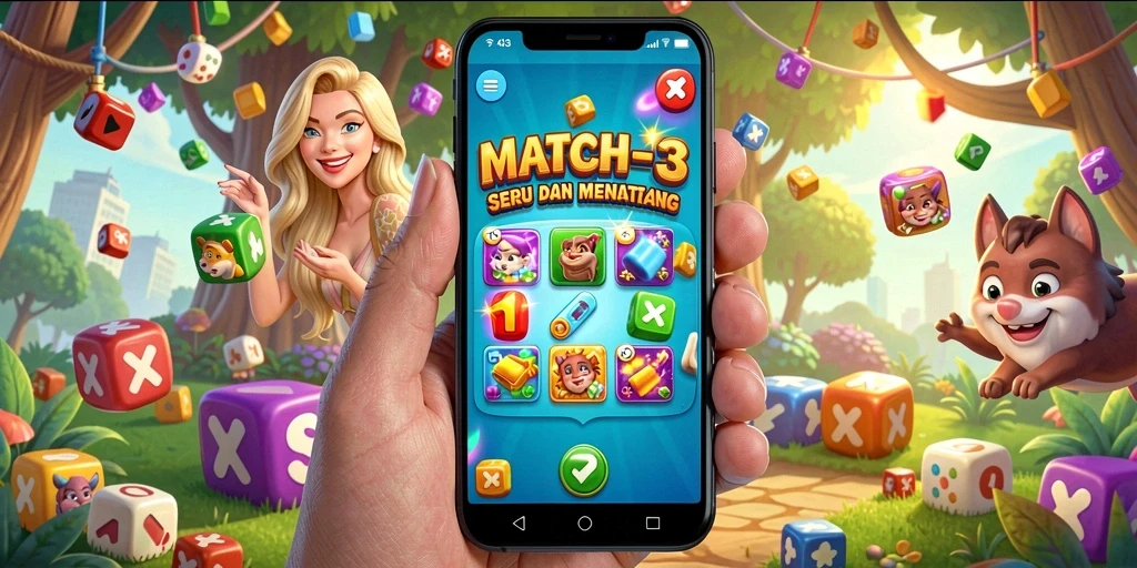 Menampilkan gameplay menarik dari KING403 dengan kombinasi Match-3.