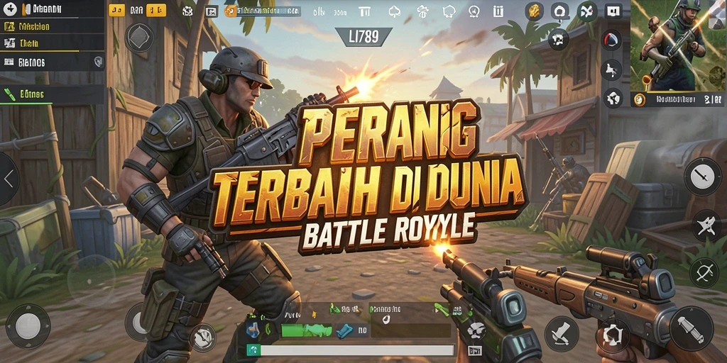 Screenshot menunjukkan aksi intens gameplay Battle Royale.