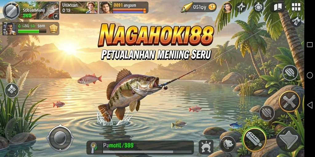 Gameplay NAGAHOKI88 menampilkan kedalaman lautan yang penuh ikan.