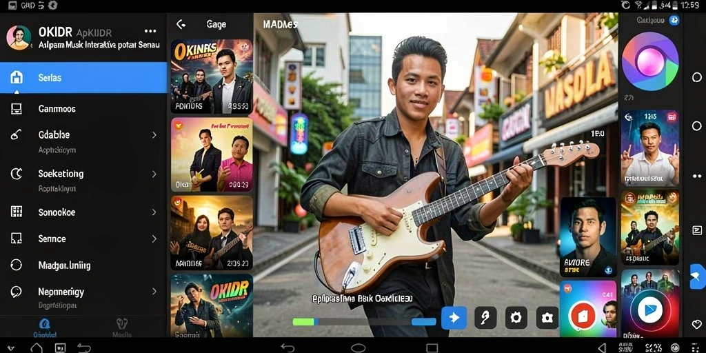 Screenshot gameplay OKIDR yang menampilkan antarmuka aplikasi musik.