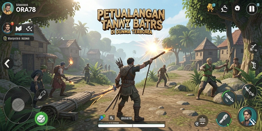 Screenshot gameplay ORA78 yang menampilkan eksplorasi dunia terbuka.