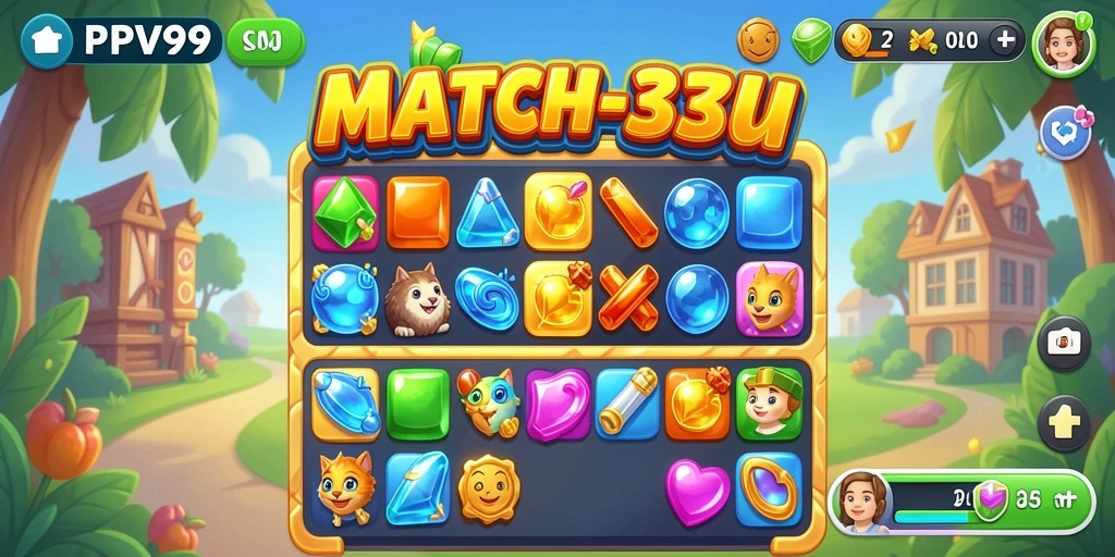 Tangkapan layar menampilkan aksi seru permainan Match-3 PPV99.