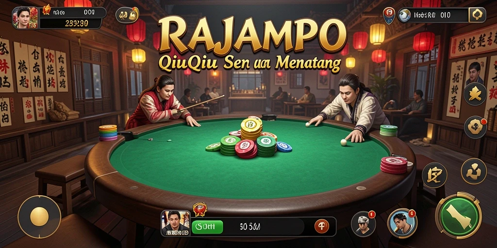 Tangkapan layar game QiuQiu dengan aksi seru di RAJAMPO.