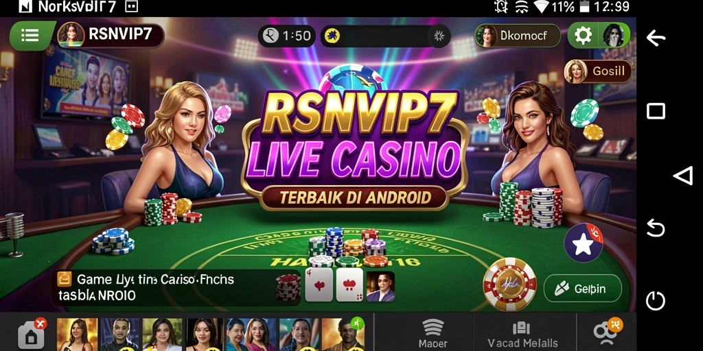 Screenshot gameplay RSNVIP7 menampilkan dealer langsung dan suasana kasino yang menarik.