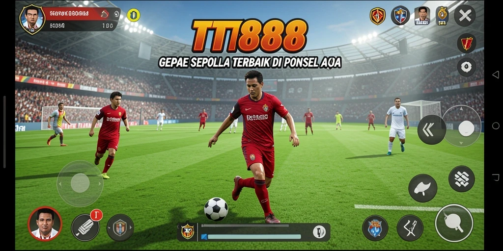 Screenshot utama TTT888 menampilkan aksi sepak bola yang seru.