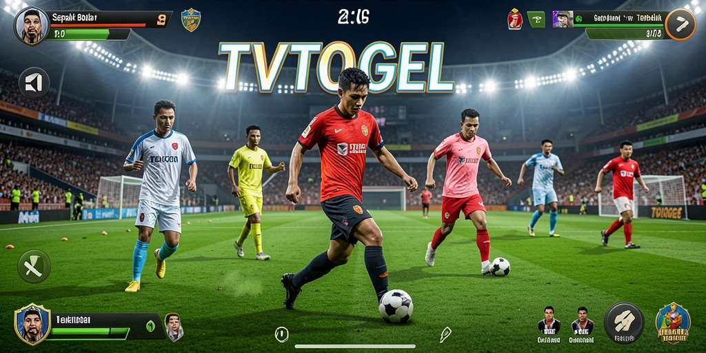 Screenshot gameplay <strong>TVTOGEL</strong> yang intens dan penuh aksi sepak bola.
