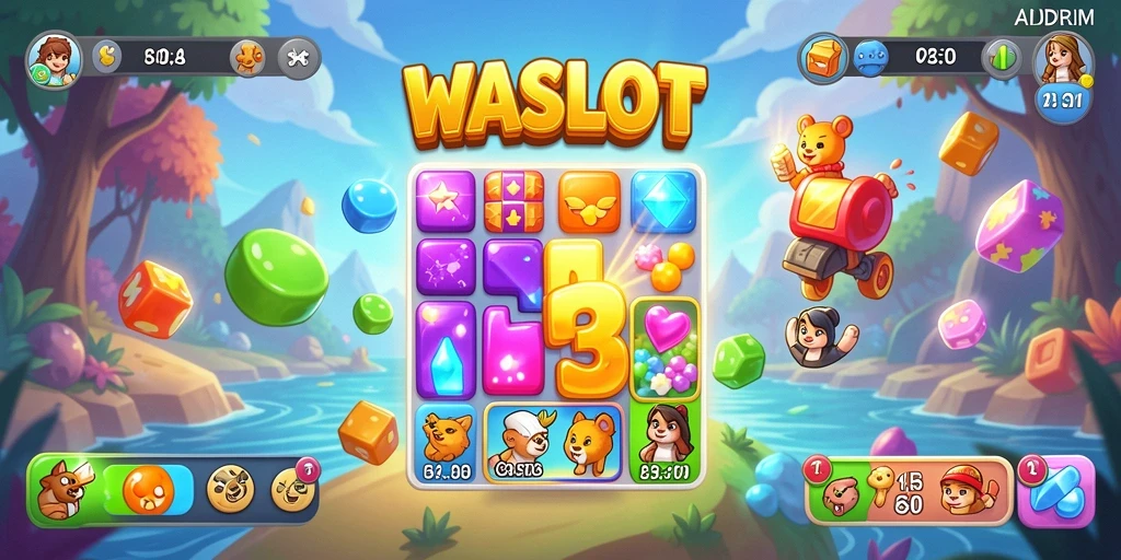 Tampilan gameplay WASLOT dengan aksi seru Match-3.